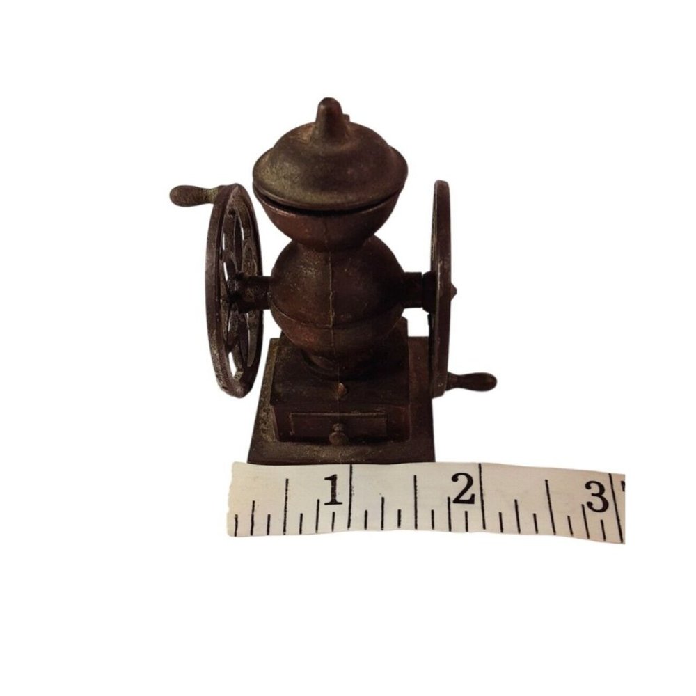 Vintage Miniature Coffee Mill‎ Grinder Pencil Sharpener Die Cast Metal Bl…